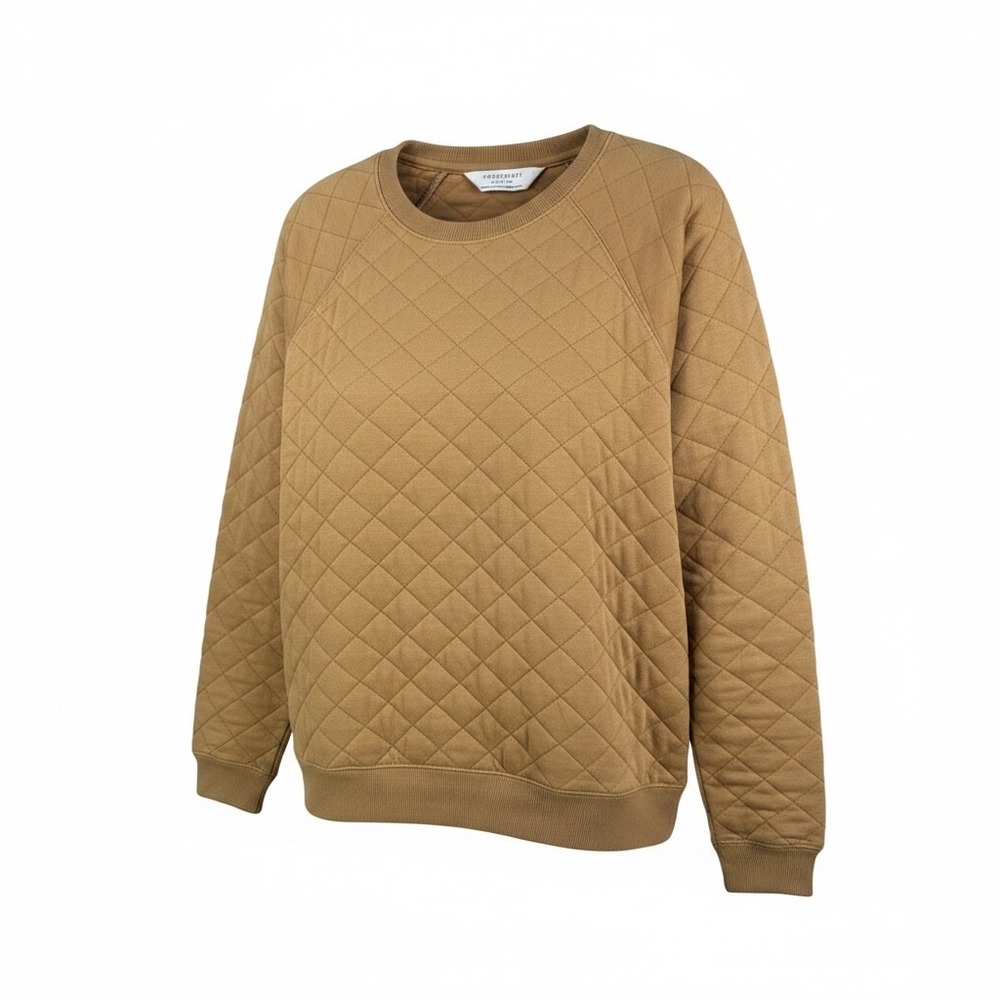Boxercraft Quilted Crewneck Sweatshirt Camel Brown Elbow Patches R08 CRL 2XL